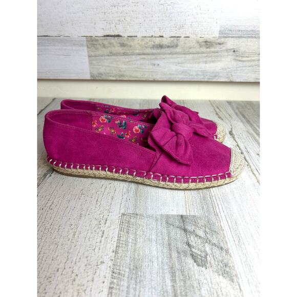 Bandolino Women’s 8 Pink Suede Bow Espadrille Flat Loafer Slip-On Shoes NEW - Picture 4 of 9